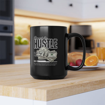 Respect the Hustle with Money Black Mug (15oz)