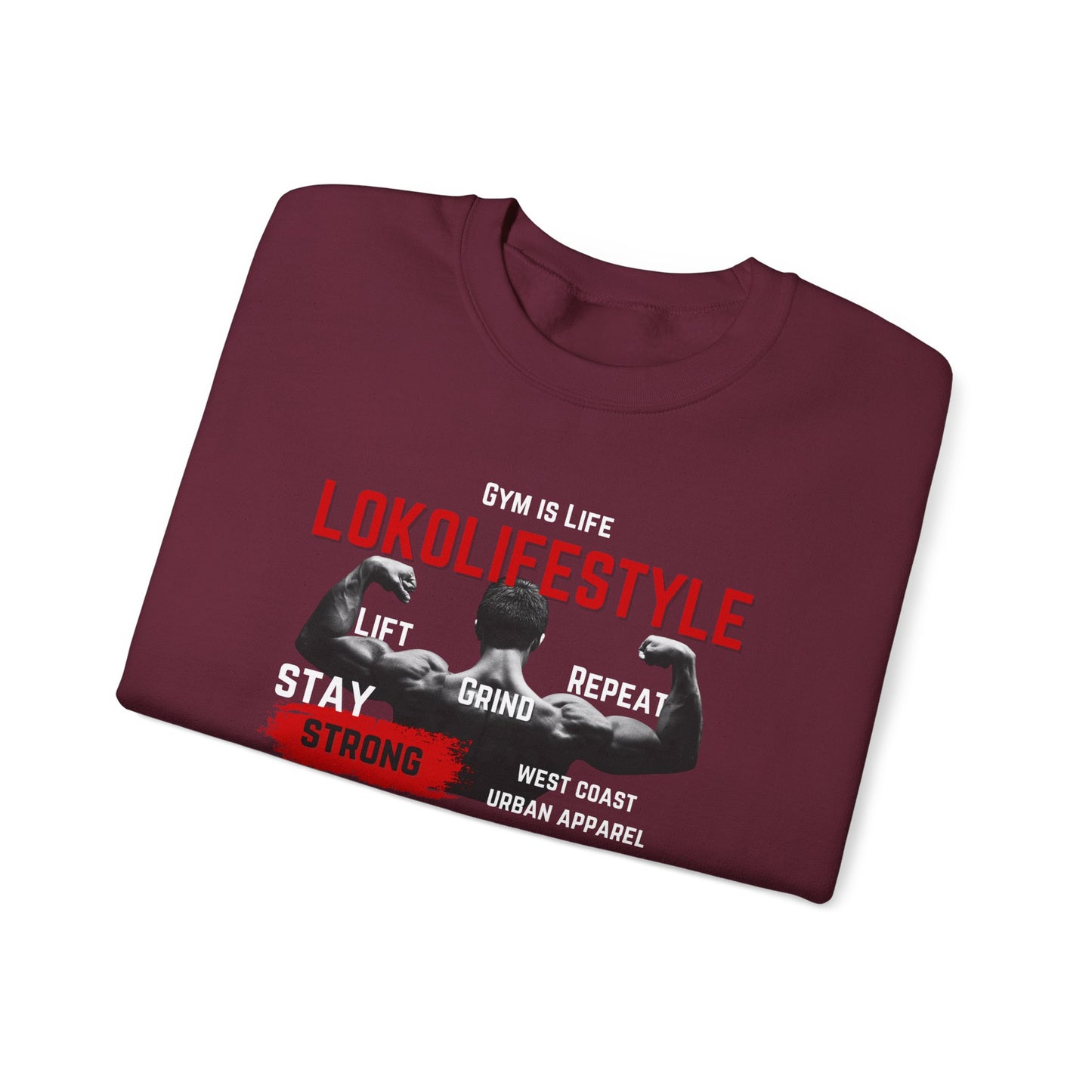 Gym Is Life Red White Unisex Heavy Blend™ Crewneck Sweatshirt