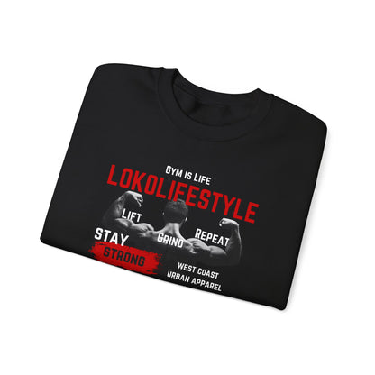 Gym Is Life Red White Unisex Heavy Blend™ Crewneck Sweatshirt