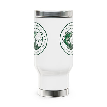 Master Baiter I'm Always Jerking My Rod Stainless Steel Travel Mug with Handle, 14oz