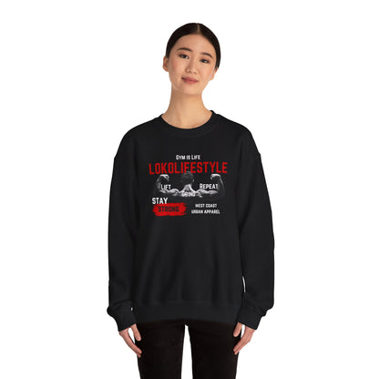 Gym Is Life Red White Unisex Heavy Blend™ Crewneck Sweatshirt