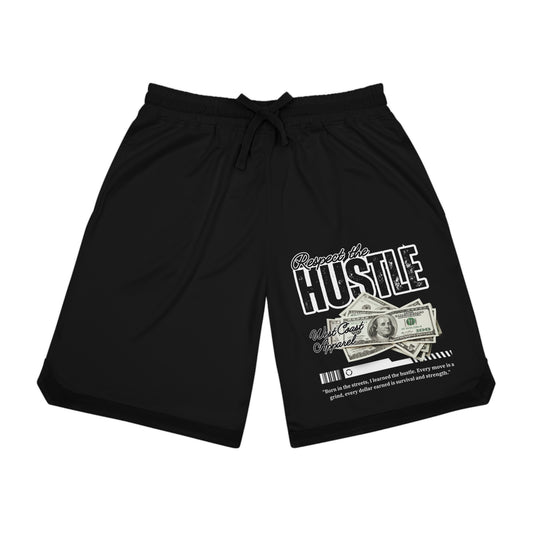 Respect the Hustle with Money Basketball Rib Shorts (AOP) Large Only