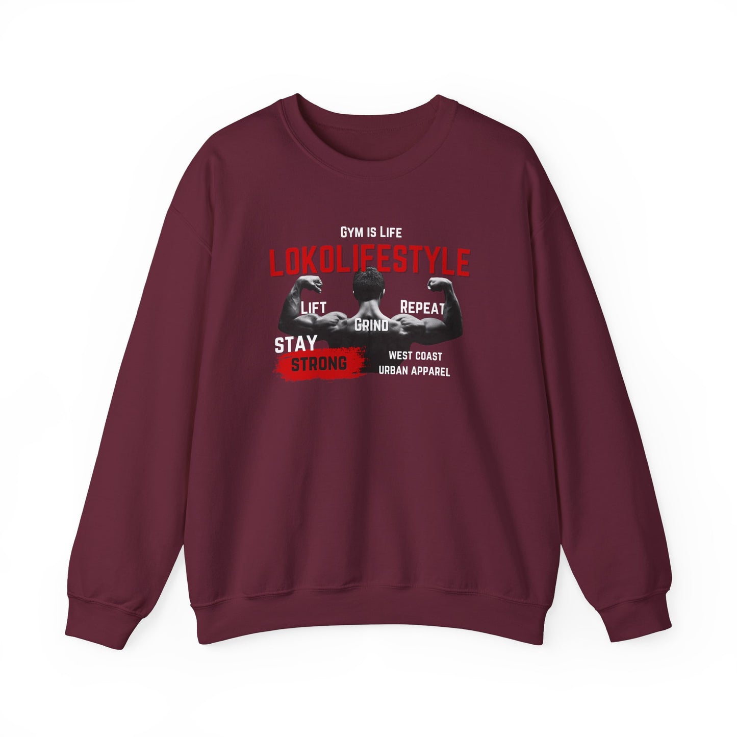 Gym Is Life Red White Unisex Heavy Blend™ Crewneck Sweatshirt