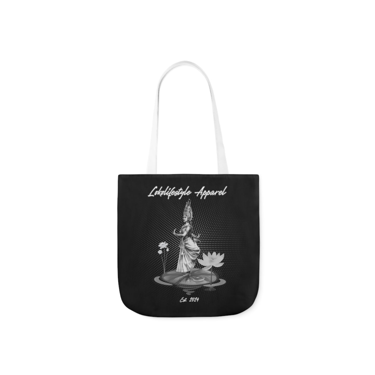 Canvas Tote Bag, Apsara Cambodian Design with 5-Color Straps