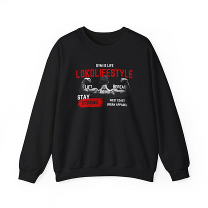 Gym Is Life Red White Unisex Heavy Blend™ Crewneck Sweatshirt