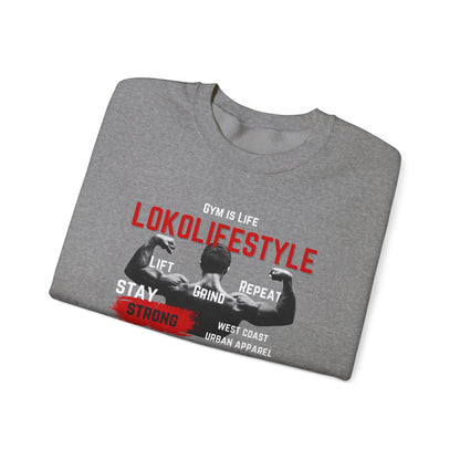 Gym Is Life Red White Unisex Heavy Blend™ Crewneck Sweatshirt