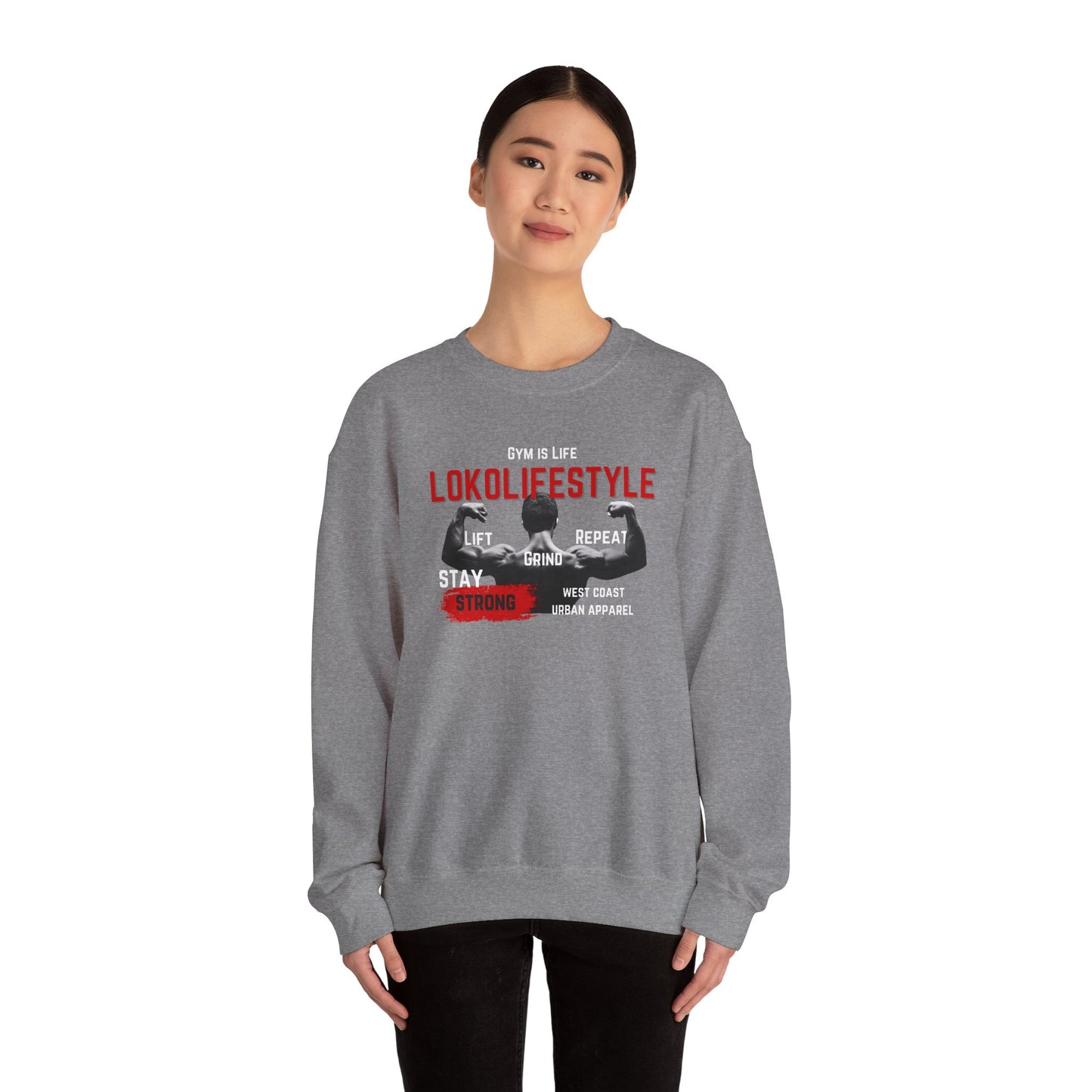 Gym Is Life Red White Unisex Heavy Blend™ Crewneck Sweatshirt