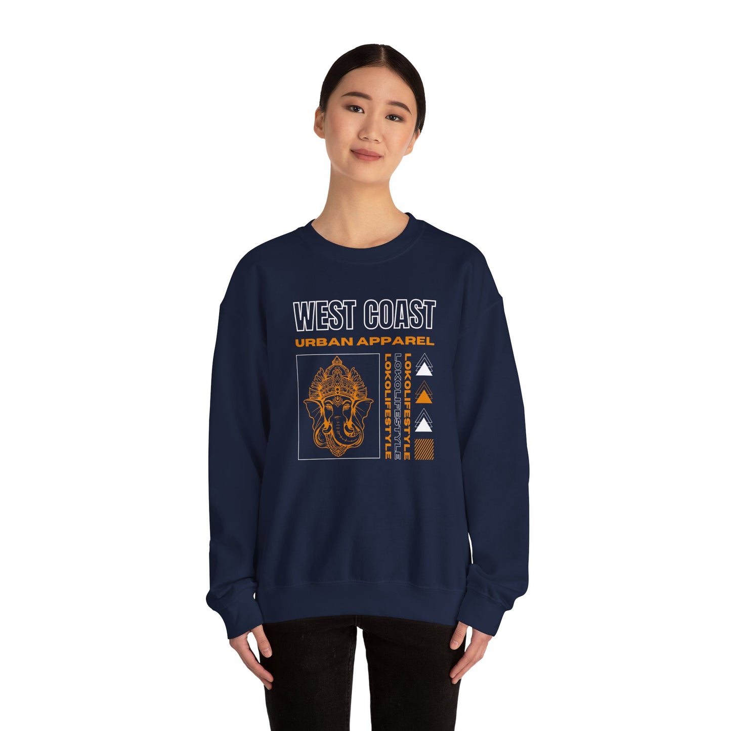 Cambodian Elephant Yellow White Unisex Heavy Blend™ Crewneck Sweatshirt